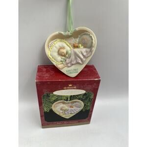 Vintage Hallmark Ornament Babys First Christmas 1997 Fine Porcelain Keepsake
